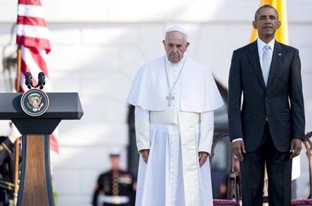 Giáo hoàng Francis (trái) và Tổng thống Mỹ Barack Obama.